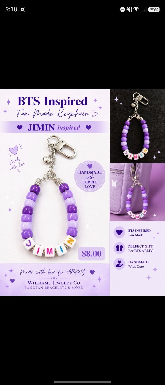 Jimin Inspired Purple Beaded Keychain | Fan Made BTS Inspired Bag Charm | Handmade ARMY Gift | Purple Kpop Accessory