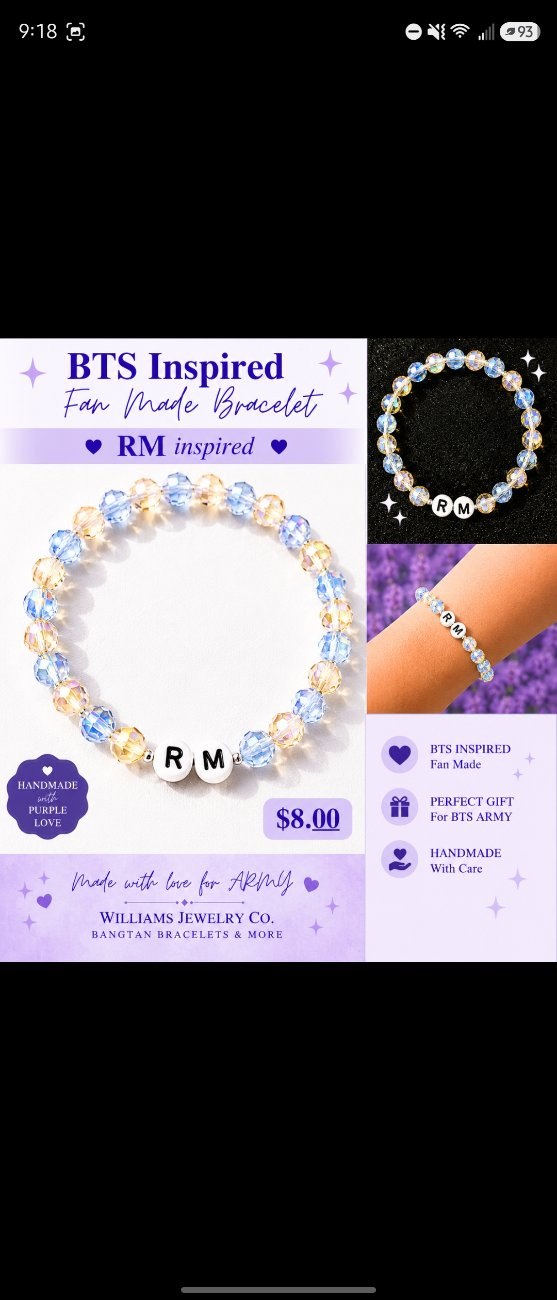 RM Inspired Blue Beaded Bracelet | Fan Made BTS Inspired Jewelry | Kim Namjoon Bracelet | Handmade ARMY Gift | Kpop Bracelet