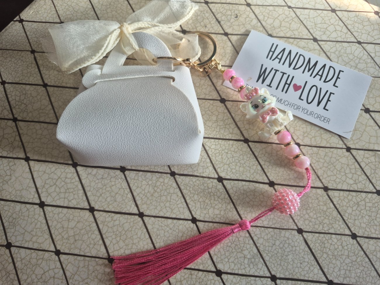 Mini bow purse keychain