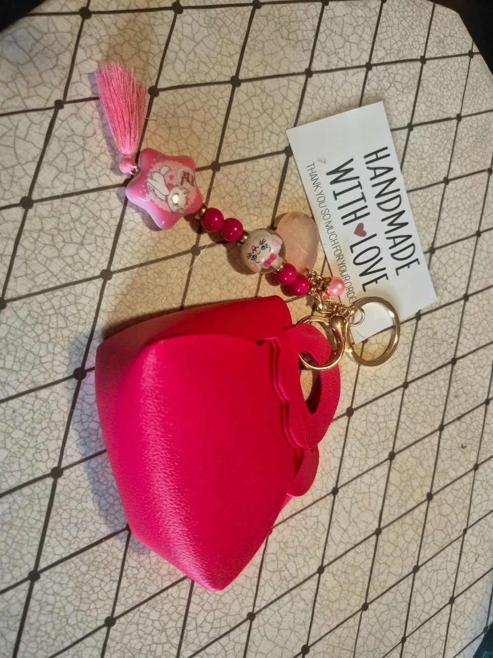 Mini  heart   purse keychain