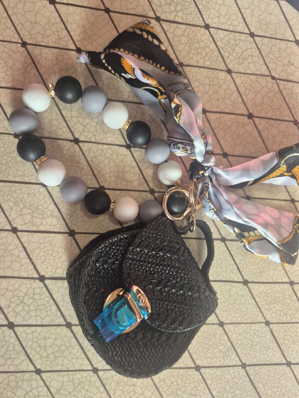 Mini leather purse keychain