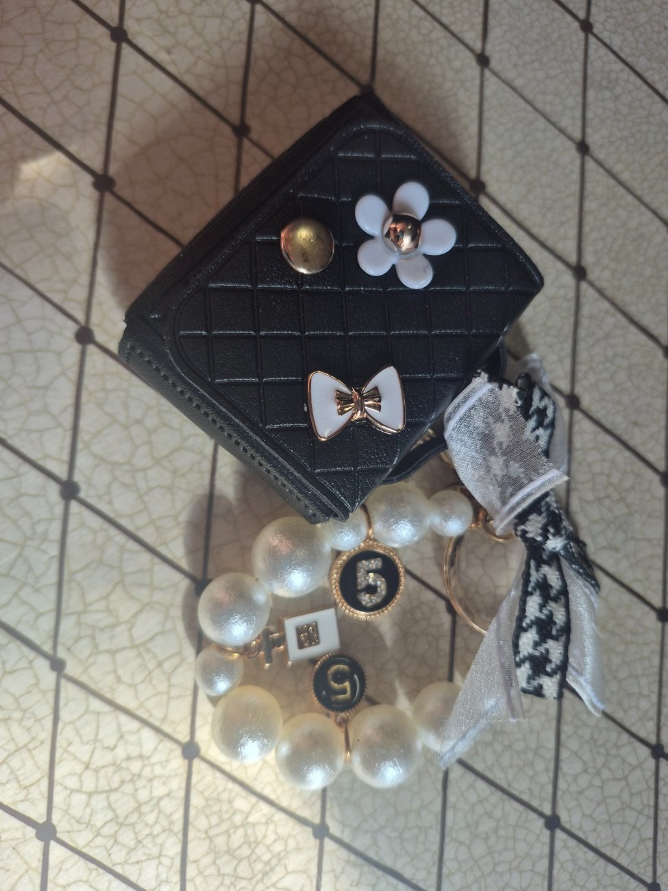 Mini leather  purse  keychain