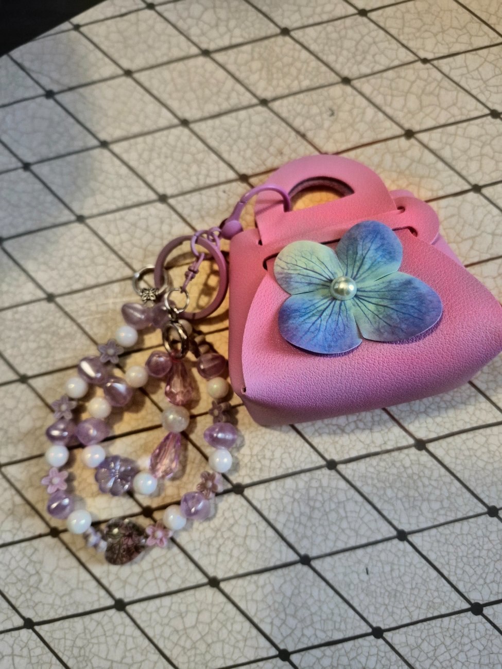 Mini leather  purse  keychain