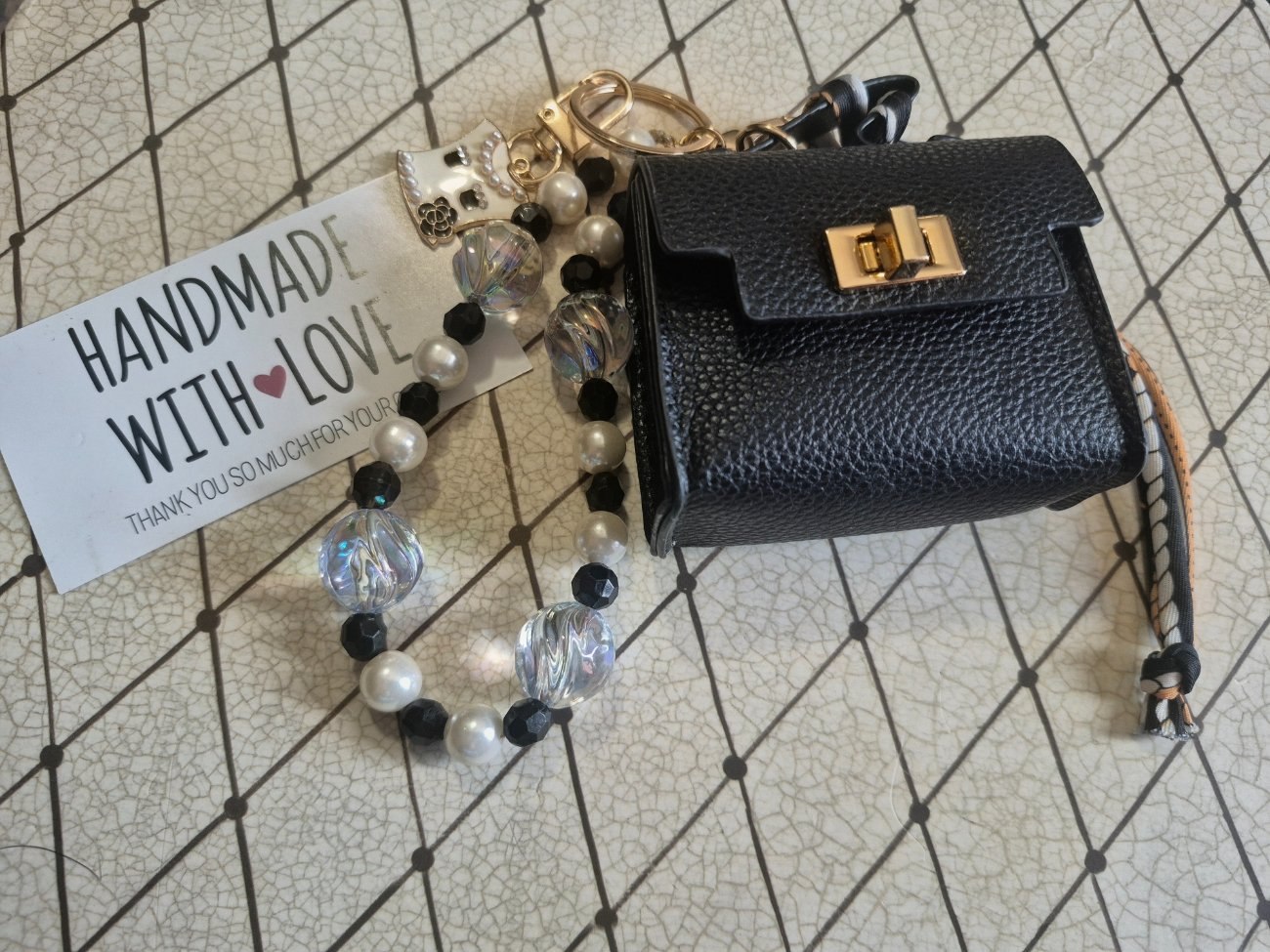 Mini leather  purse  keychain