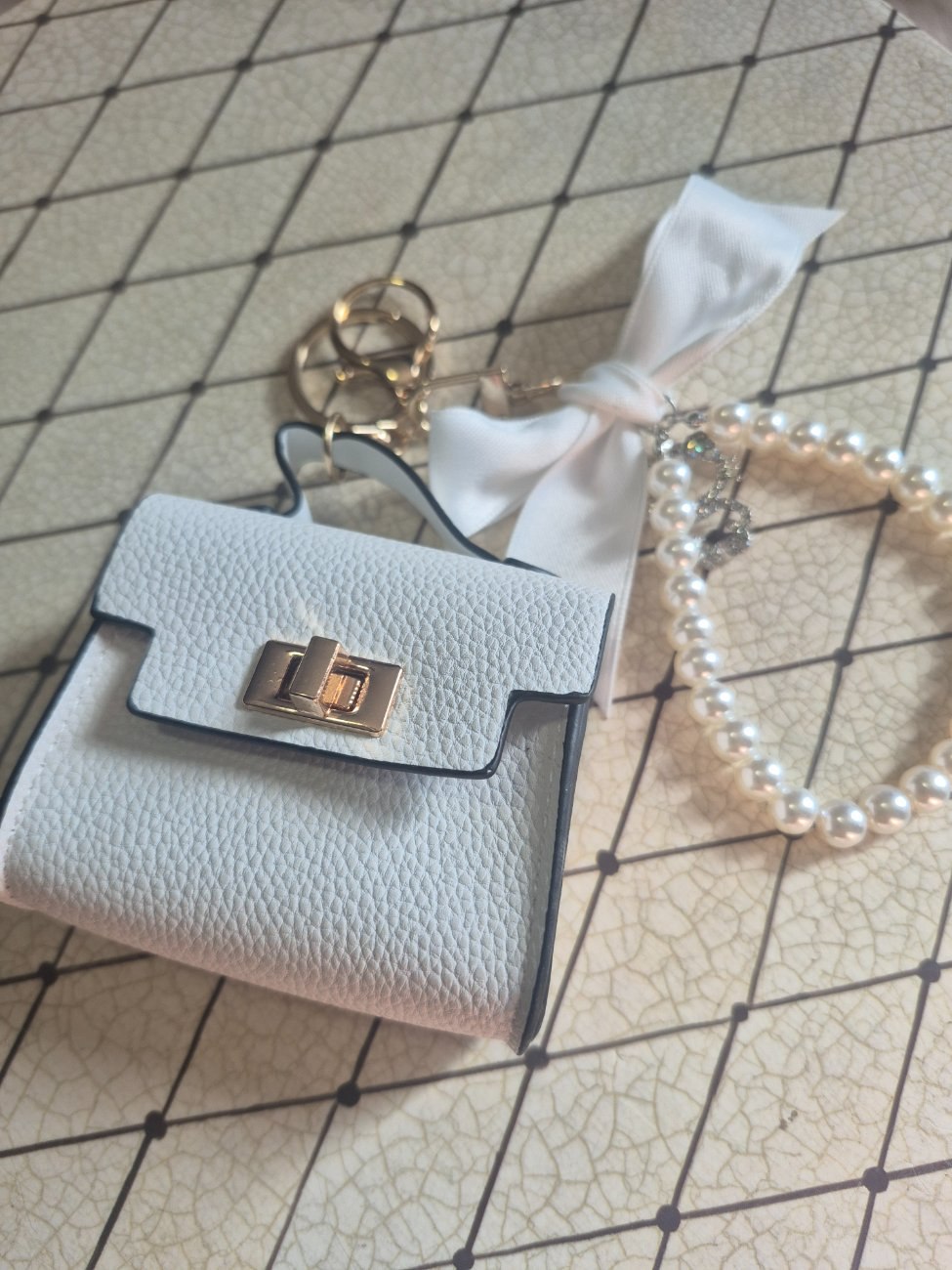 Mini leather  purse  keychain
