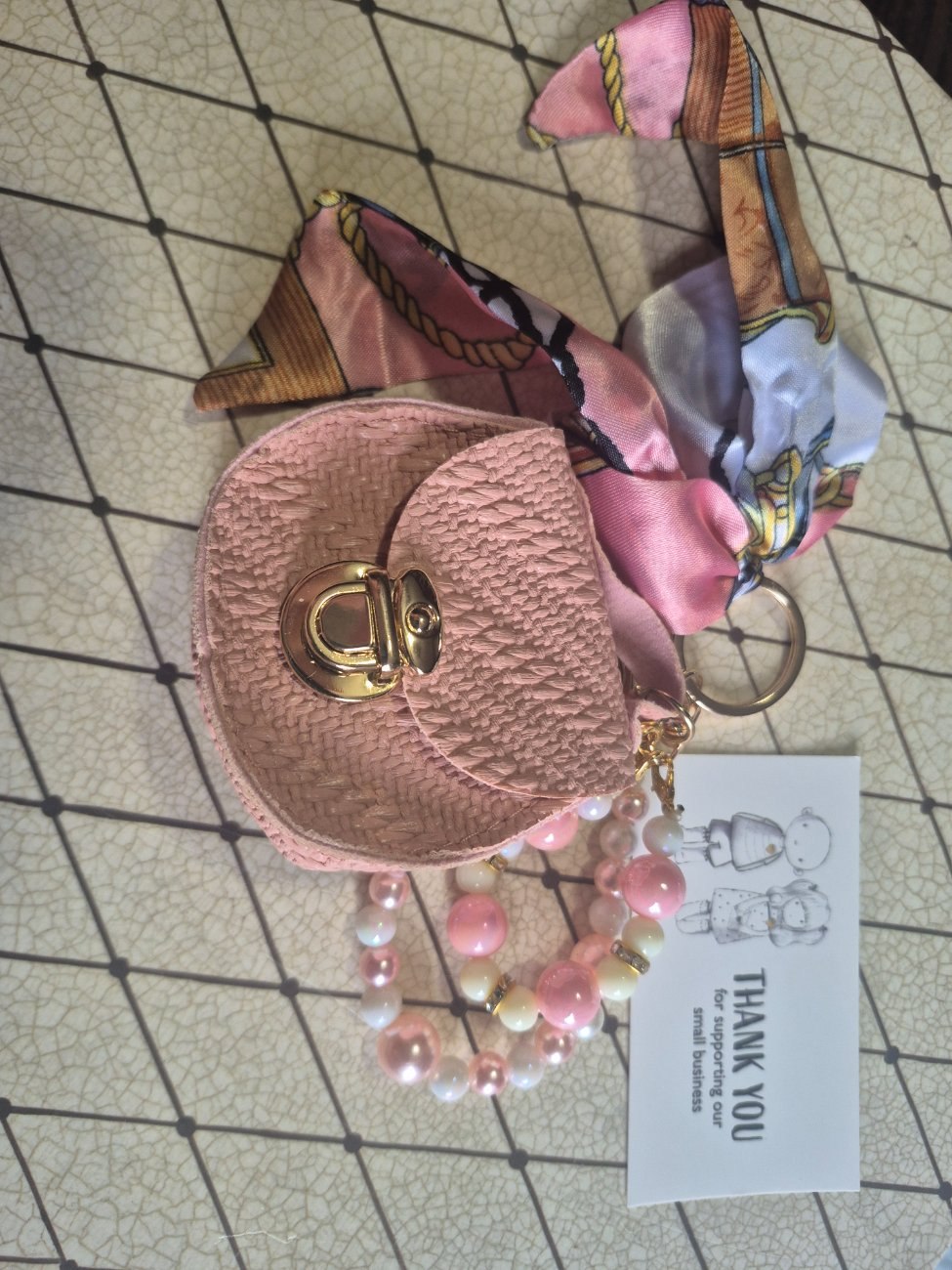 Mini leather purse keychain