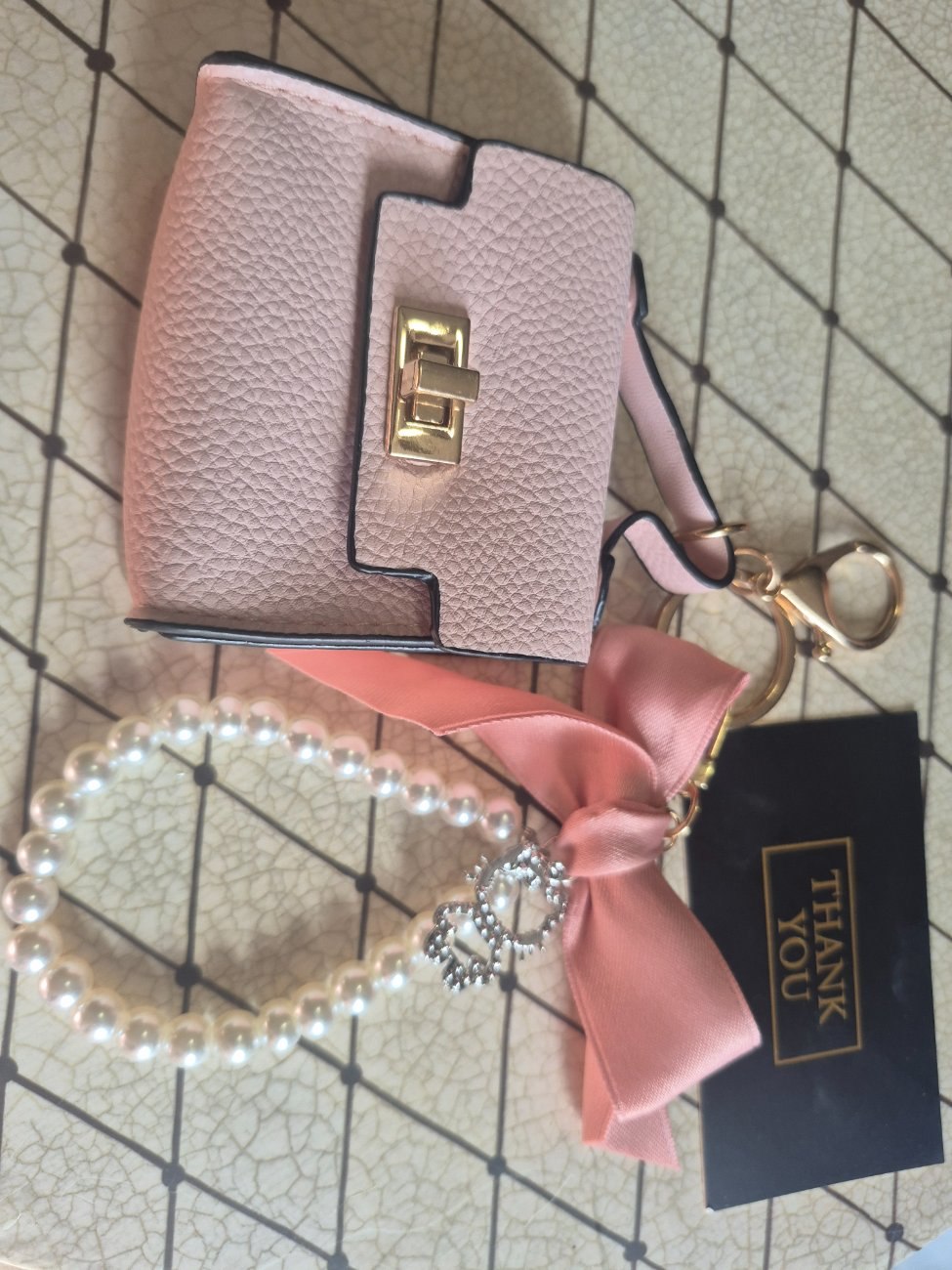 Mini leather  purse  keychain