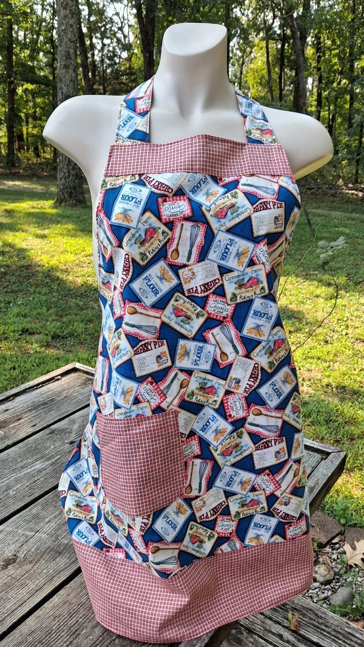 Bakery Labels Reversible Apron with pocks on both sides, Strap goes around neck and ties in the back