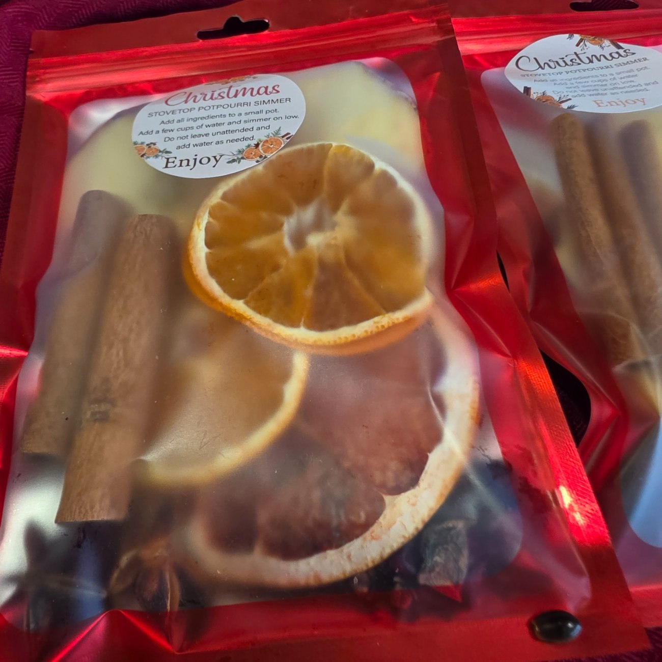Christmas Simmering Pot Winter Scents Dehydrated Ingredients  4x6 Inch See Through Package